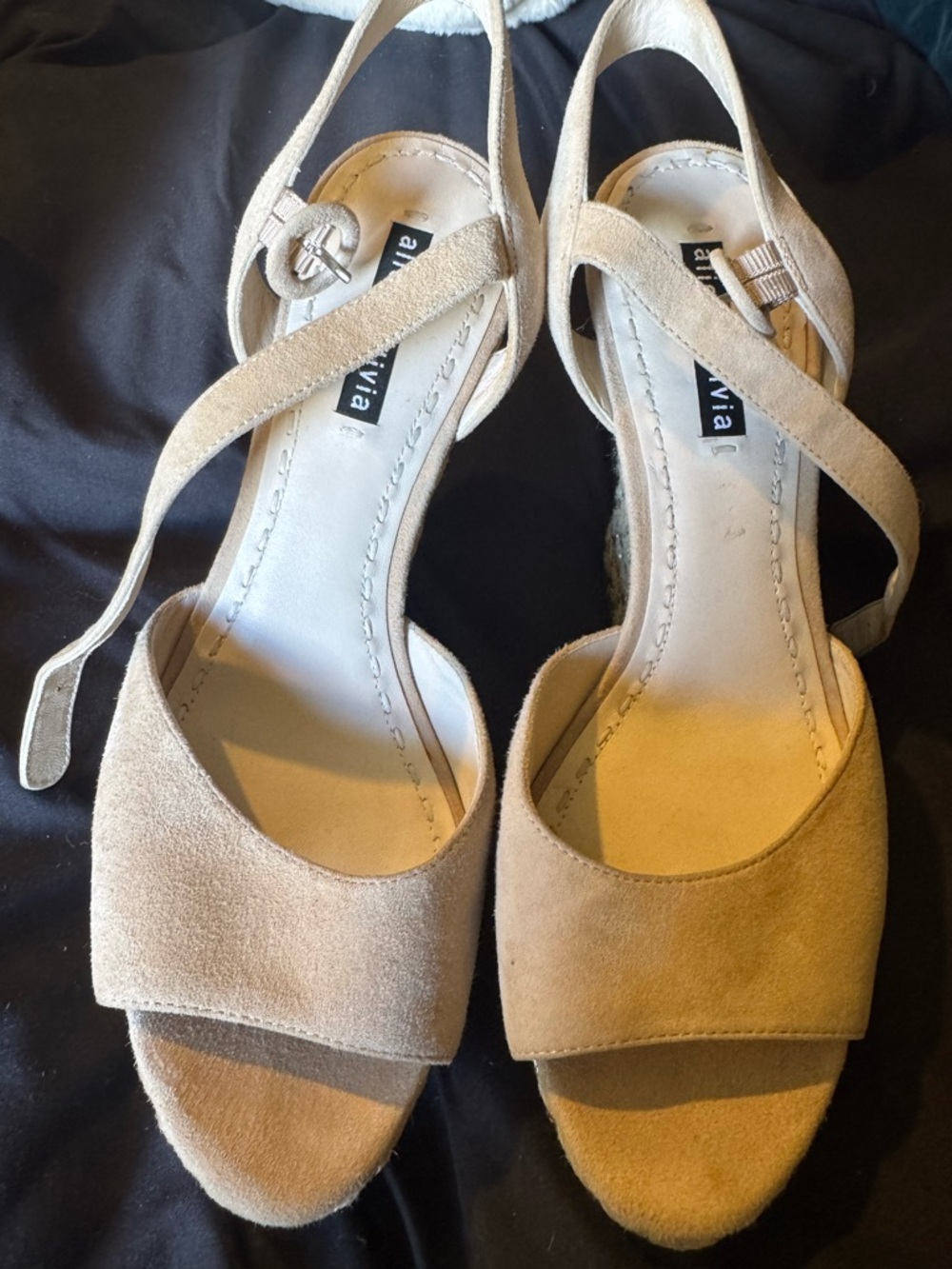 Women's Tan Suede Alice and Olivia wedge